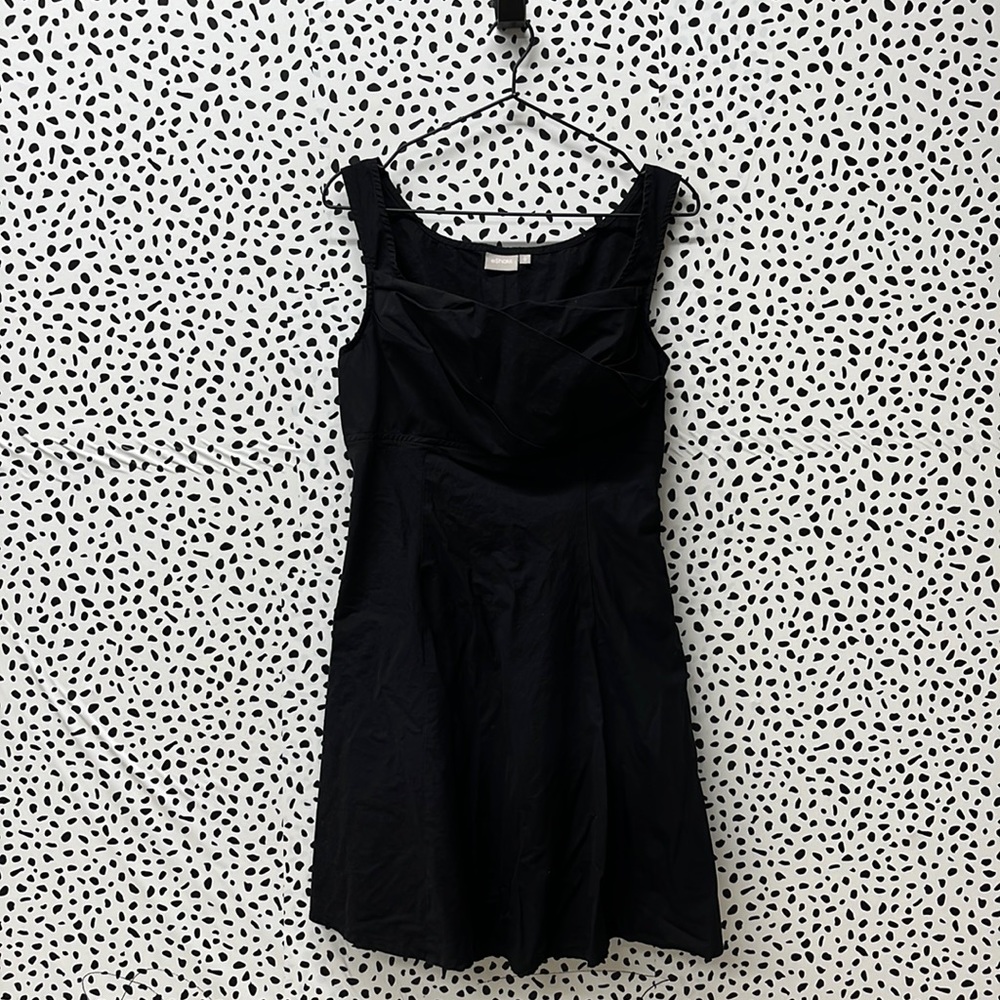 eShakti Fit & Flare Black Sleeveless Dress